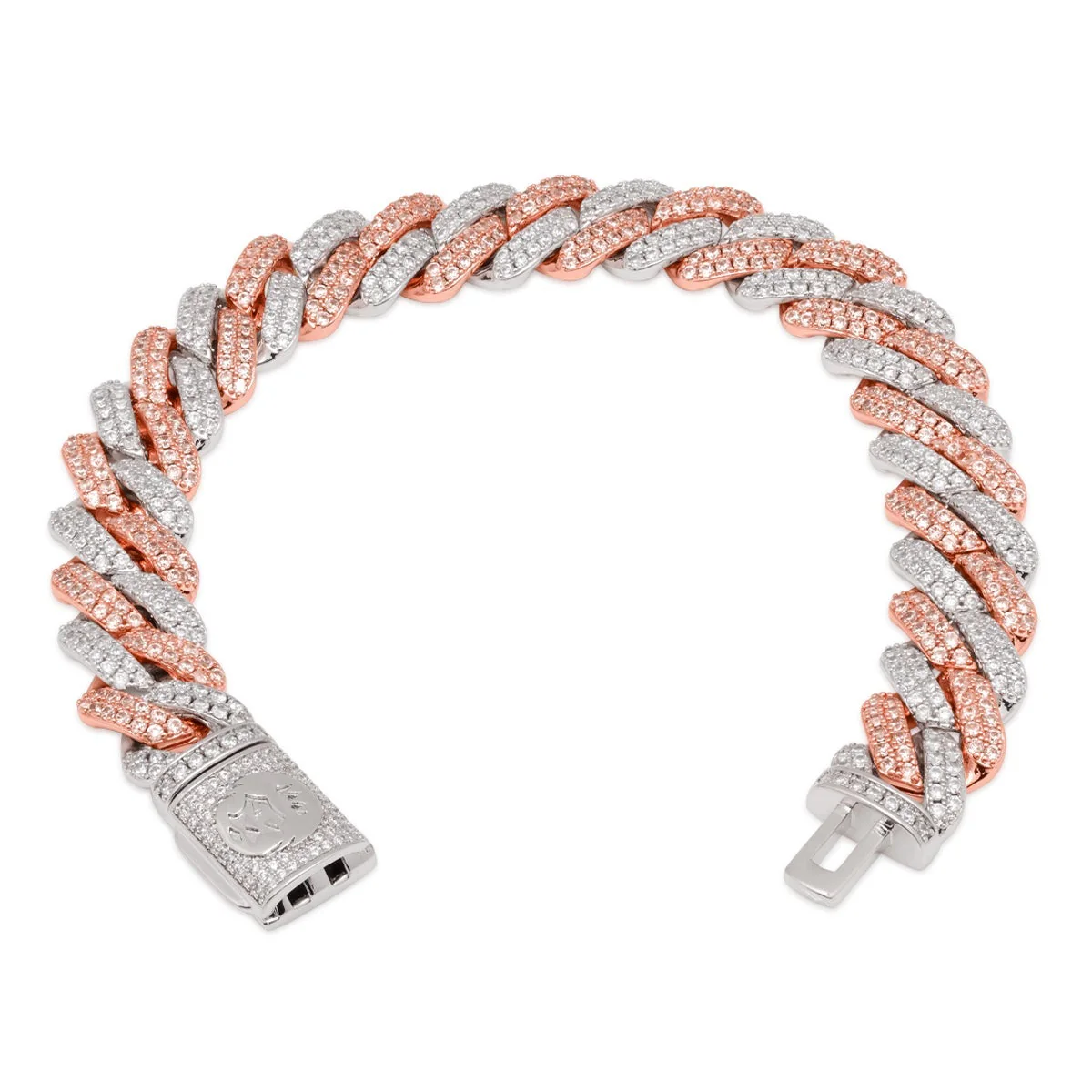 12mm Rose Gold Iced Diamond-Cut Miami Cuban Link Bracelet - Image 2