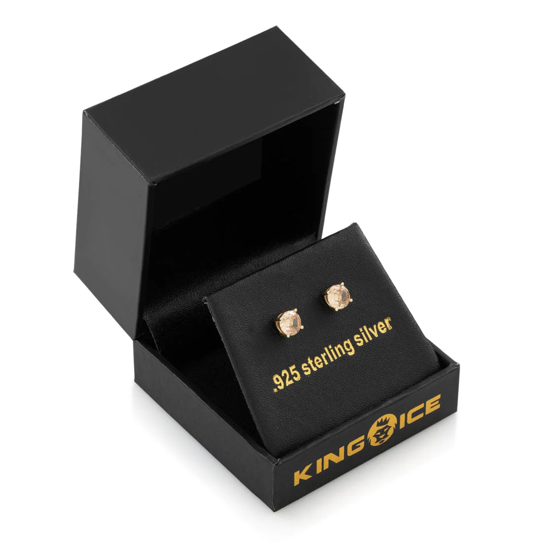 Champagne Brilliant-Cut Stud Earrings - Image 2