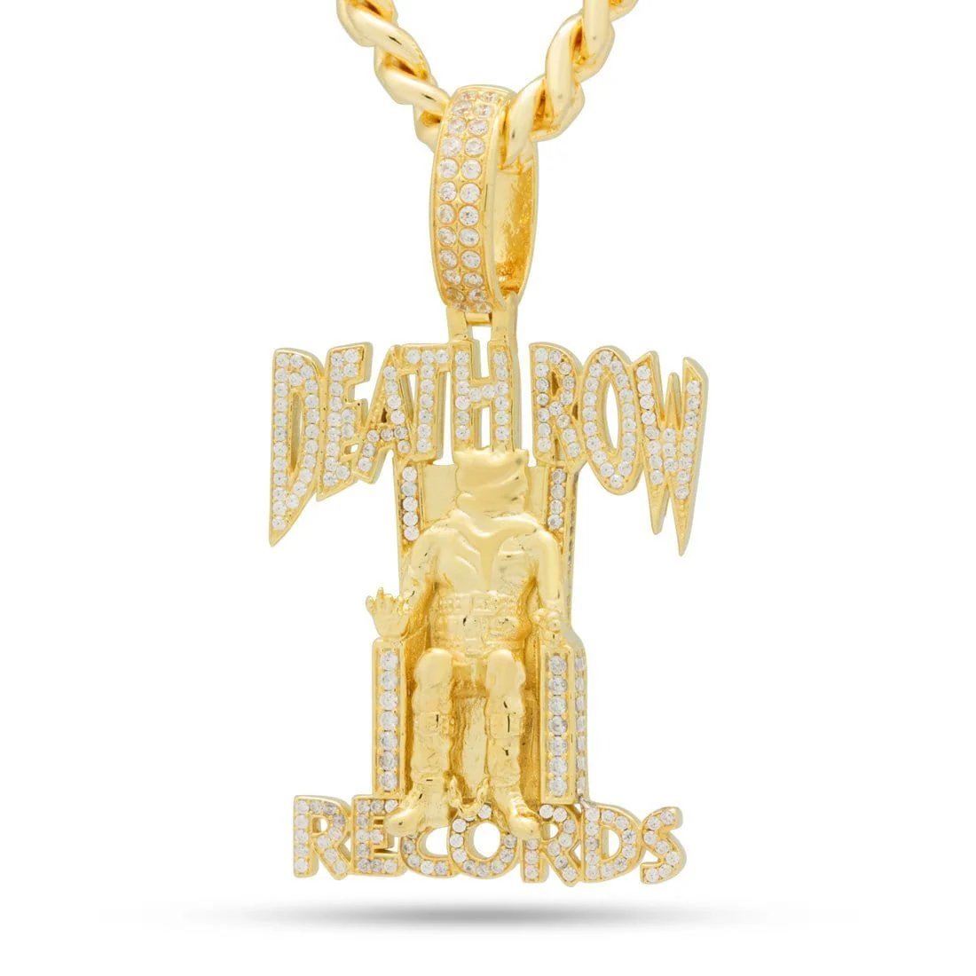 Death Row Records x King Ice - Solid Gold Iced Logo Necklace - Image 3